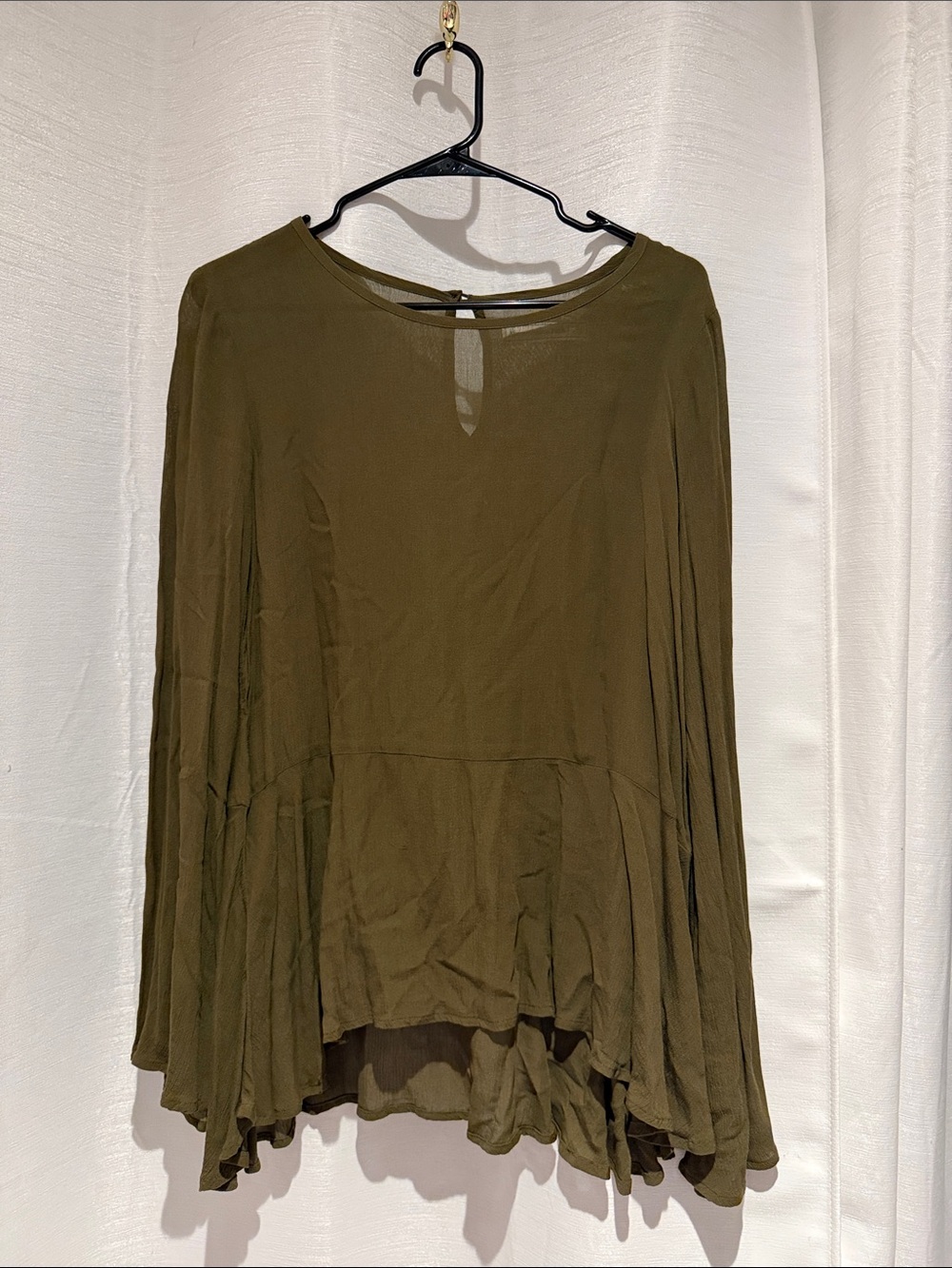 Abercrombie & Fitch Olive Green Flowy Long-Sleeve Blouse